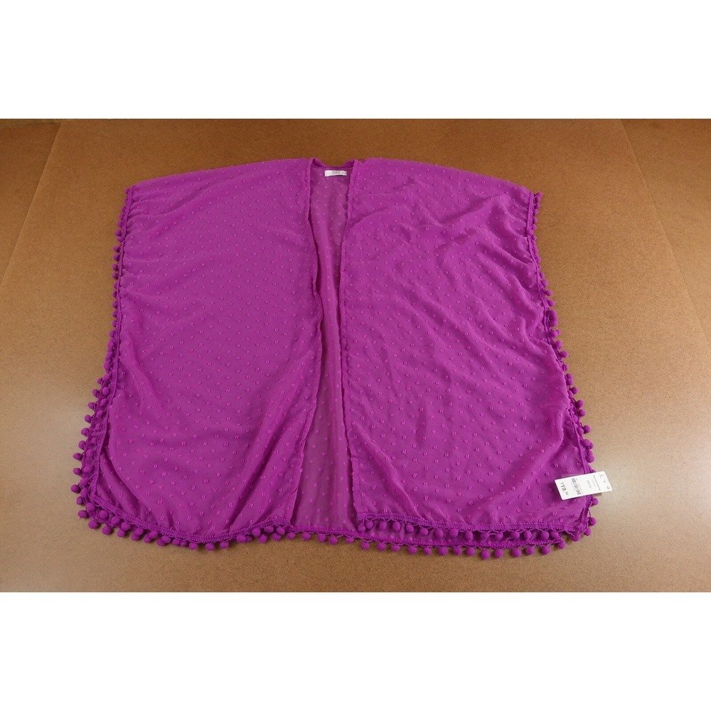 Ardene Womens One Size Purple Swiss Dot Pompom Trim Swim Cover-Up NWT